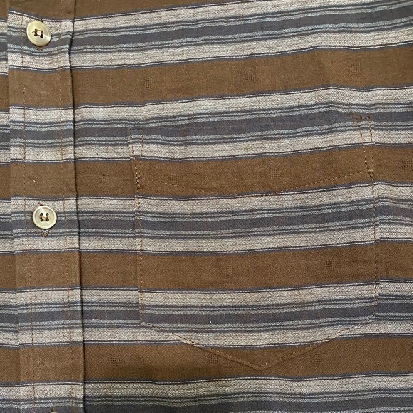 Grade & Gather Brown/Black/Tan Striped Shirt M - Picture 2 of 5